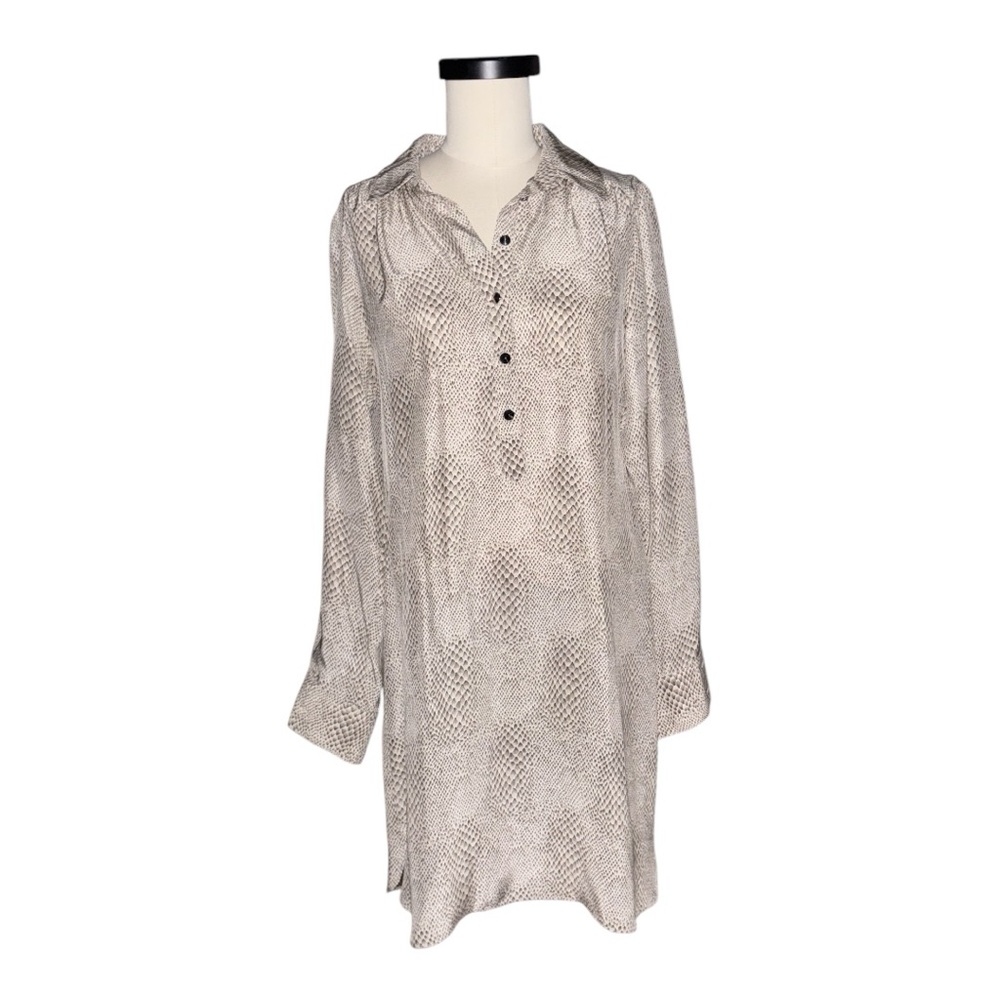 Britt Ryan Cream Snakeskin Silk Mini Dress